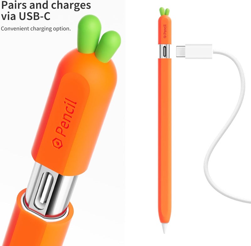 ELETIUO حافظة سيليكون متوافقة مع قلم أبل (USB-C)، حامل واقي مع غطاء ملحقات، غطاء مضاد للانزلاق يدعم التوافق المغناطيسي مع قلم أبل الجيل الثالث، جزر - Image 2